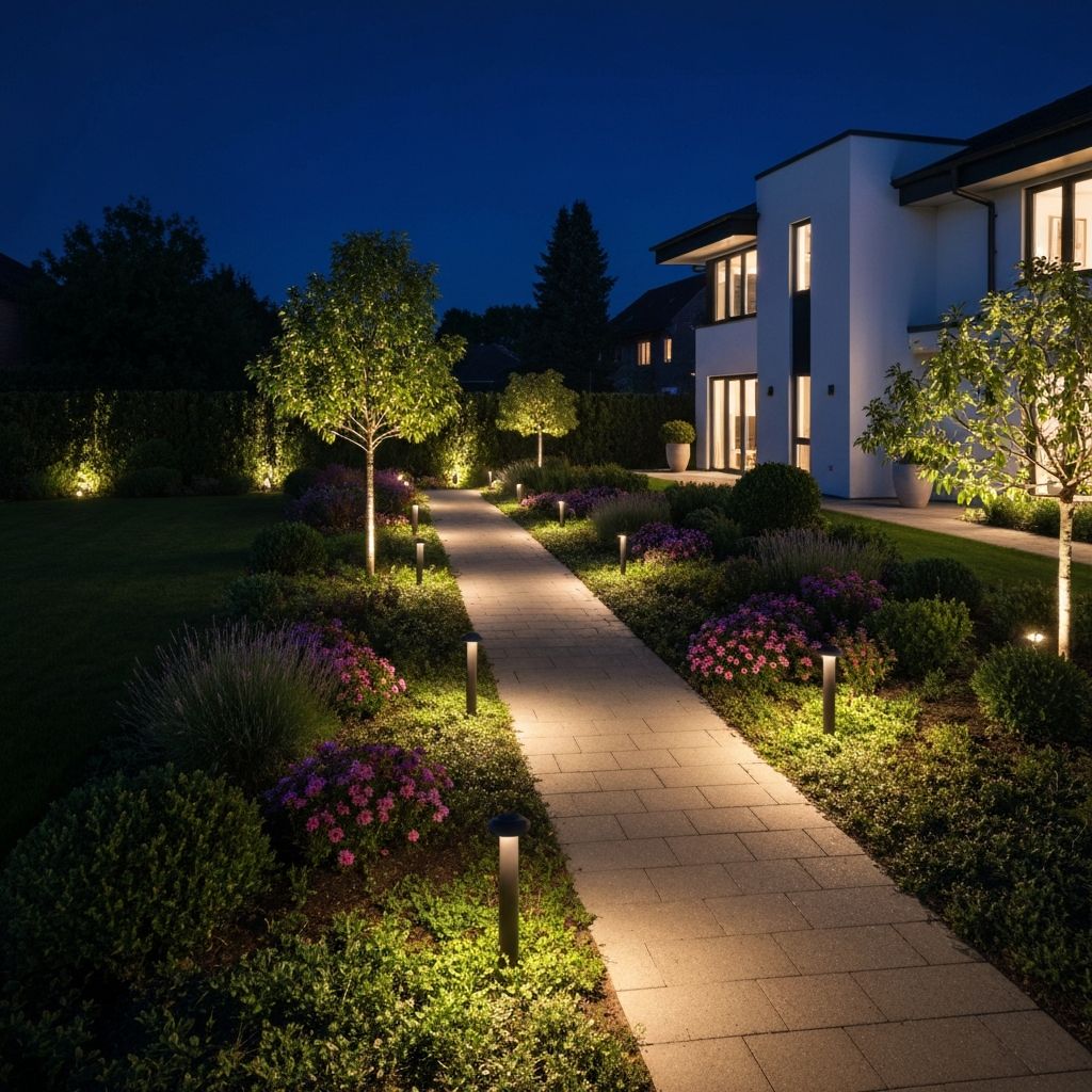 Beautiful garden lighting installation